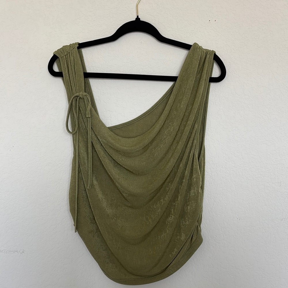 Olive Green Draped Women's Top